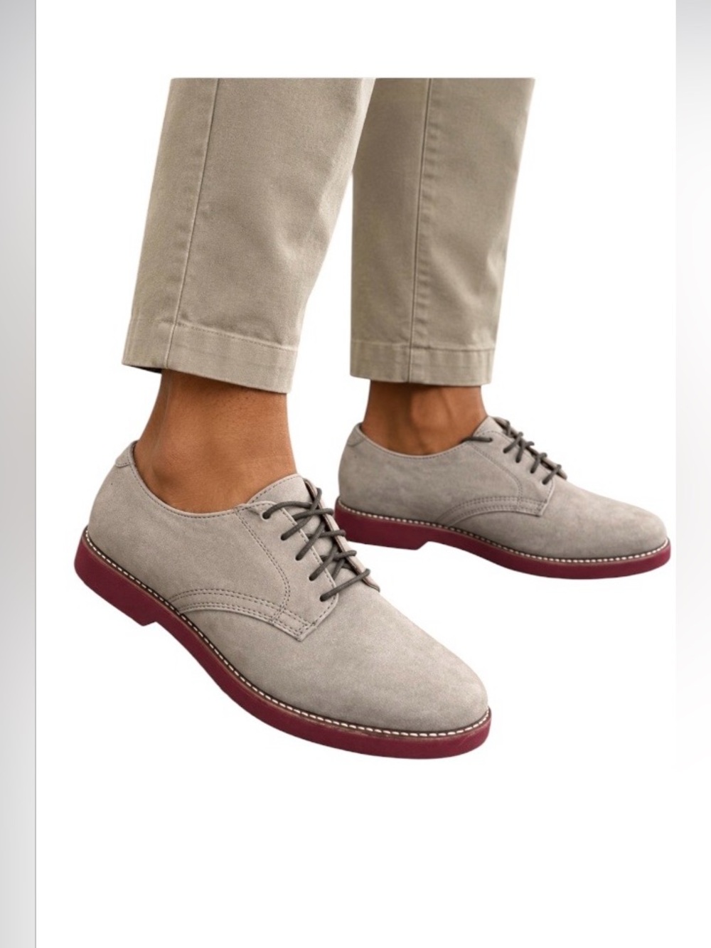 G.H Bass Saddles & Bucs Women'sTaupe Suede Derby Shoes with Red Sole Size: 8
